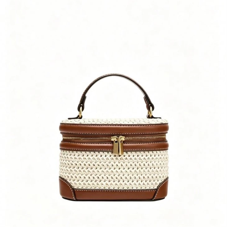 Retro Straw Woven Crossbody Hnab